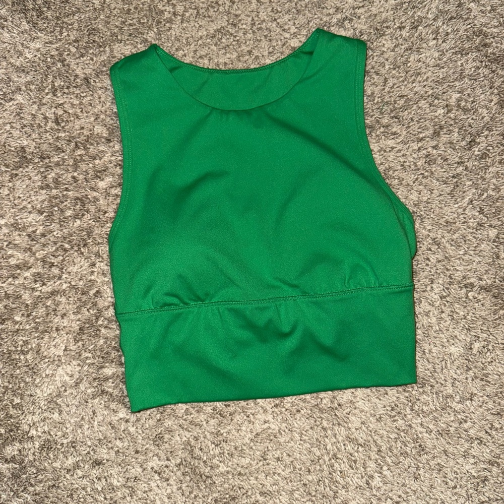 All in Motion Green Fitted Crop Tank Top
